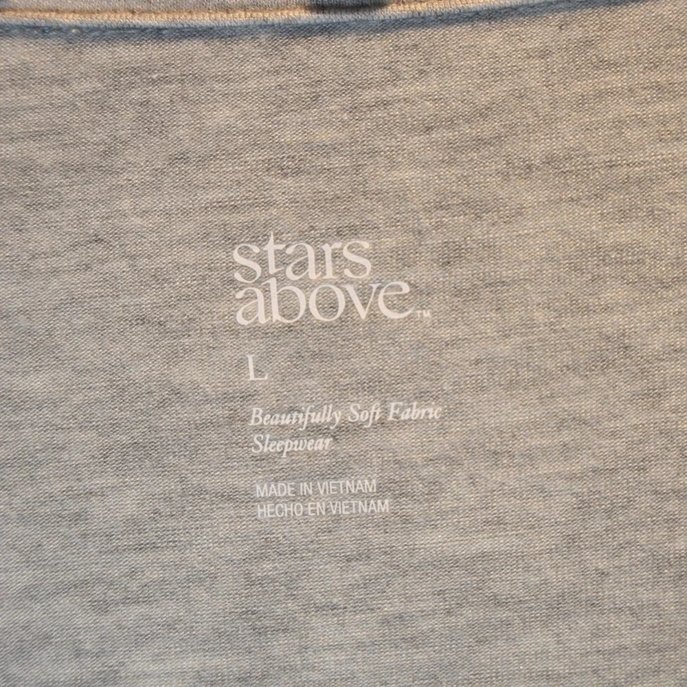 Stars Above Beautifully Soft Short Sleeve‎ Notch Collar Top, Grey - Large